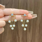 El Regalo 2-in-1 Pearl & Rhinestone Stud Earrings - Elegant Convertible Tassel Earrings for Women & Girls, Fashion Jewelry for Any Occasion