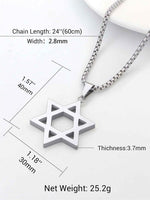 Star of David Necklaces, Stainless Steel 18K Gold Plated or Black Color Megan Star Pendant Amulet Israel Necklace Gift for Women Men, Small or Big, 1.57" x 1.18" x 3.7mm, Stainless Steel, No Gemstone