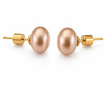 El Regalo Premium Pearl Stud Earrings for Women & Girls | Elegant Champagne Pink Pearl Earrings | Modern Minimalist Timeless Classic Studs | Statement Earrings