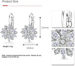 El Regalo Elegant Cubic Zirconia Snowflake Flower Earrings for Women & Girls- Shiny Silver Plated Crystal Flower Leverback Earrings