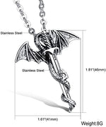 El Regalo Hip Hop Creative Sword Wing Dragon Pendant Chain Necklace for Boys/Men (Silver Sword)