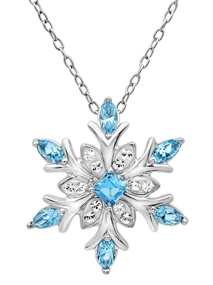 El Regalo Classy Snowflake Frozn Ocean Blue Necklace for Girls & Women | Frozn Snowflake Pendant Necklace