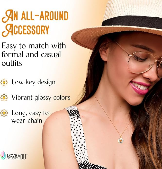 El Regalo Stainless Steel Openable Daisy Flower Pendant Necklace for Girls/Women- Anti Tarnish colorful oil dripping Daisy Necklace (Gold Multi)