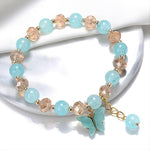 El Regalo 1 PC Butterfly Sparkly Crystal Beads Tassel Bracelet With Cute Enamel Butterfly Charms for Girls/Teens/Women (Blue)