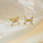 El Regalo Cute CZ Butterfly Ear Cuffs for Non-Pierced Ears - Trendy Non-Piercing Cartilage Cuff Wrap Clip-On Earrings - Rhinestone Fake Earrings for Girls & Women