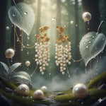 El Regalo Vintage Retro Pearl Tassel Earrings - Exaggerated Pearl Maple Leaf Tassel Earrings for Women & Girls