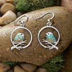 El Regalo Vintage Bohemian Blue Turquoise Kingfisher Bird Dangle Earrings for Women - Elegant Handcrafted Nature-Inspired Statement Jewelry