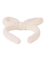 El Regalo 2 Cute Plush Fluffy Bow Hairbands | Bunny Ear Bow Headband/Hair Accessories for Girls (Off White & Gray)
