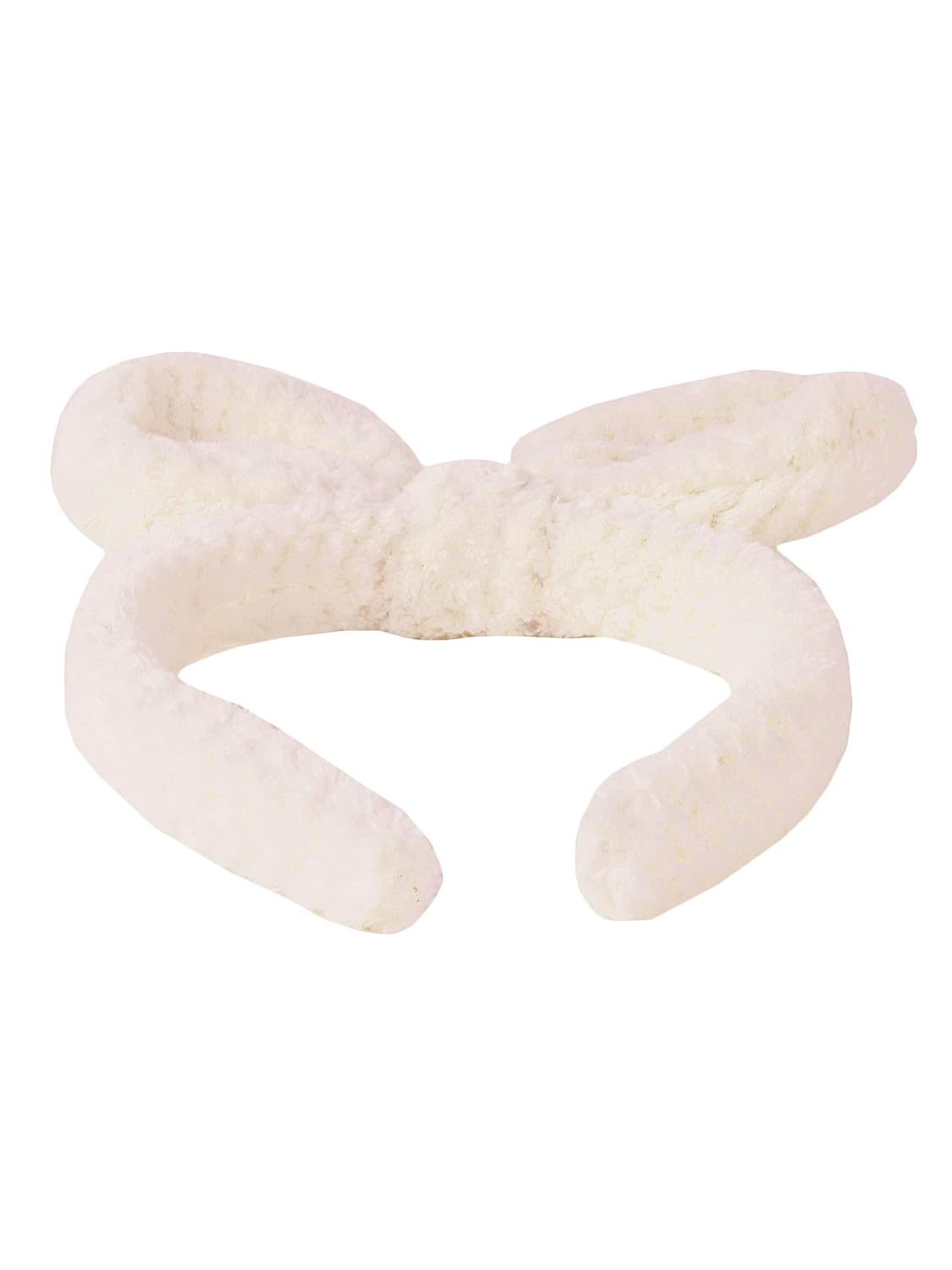 El Regalo 2 Cute Plush Fluffy Bow Hairbands | Bunny Ear Bow Headband/Hair Accessories for Girls (Off White & Gray)