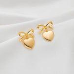 El Regalo Women's Stainless Steel Heart Hoop Earrings- Waterproof/Anti-Tarnish Vintage Love Drop Huggie Hoop Earrings For All Day Wear (Golden)