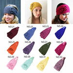 El Regalo 2 PCs Knitted Flower Warm Winter Woolen Headband with Buttons for Face Mask Cover | Cold Weather Hair Accessories Head Wrap | Winter Headbands for Girls & Women (Pack of 2) (Teal Green & Grey)