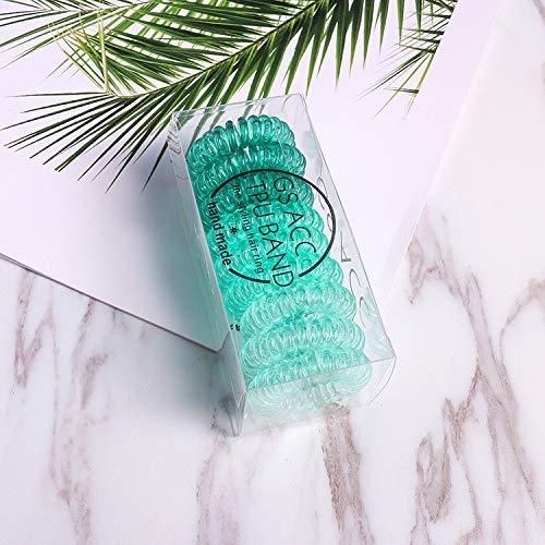 El Regalo 9 Pcs Spiral Hair Ties, No Crease Coil Hair Ties, Phone Cord Hair Ties for Thick Hair - Ponytail Holder Elastics for Kids/Girls/Women (Gradient Green)