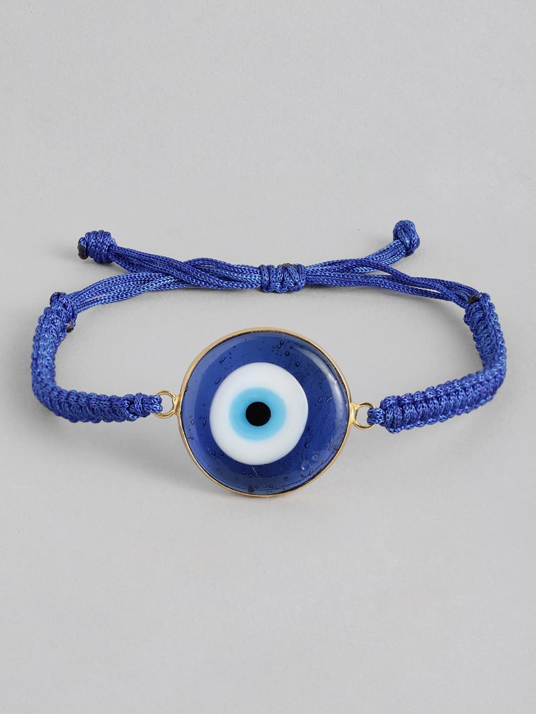 El Regalo Evil Eye Bracelet - Big Evil Eye Handmade Glass Lamp work Unisex Adjustable for Men & Women (Blue)
