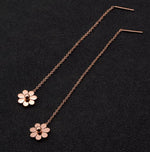 El Regalo Stainless Steel Ati Tarnish- NO RUST Earrings- Rose Gold Plated Stainless Steel Cute Stud Earrings for Women/Girls (Flower Threader Earrings)