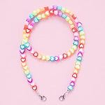 El Regalo 1 PC Cute Acrylic Heart Kids Face Mask Lanyard Straps/Face Mask Holder Lanyards Convenient Clip Safety Face Mask Cover Holder for Kids/Boys & Girls (Multi) Mask Not Included