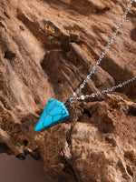 El Regalo 1PC Natural Stones Pointed Pendulum Unisex Pendant Necklace- Natural Healing Stones Peandant Chain Necklaces- Reiki healing/Feng shui (Blue Turquoise)