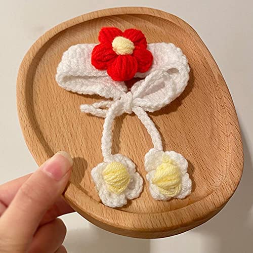 El Regalo 1PC Cute Hand Knitted Unisex Rakhis for Kids/Teens- Adjustable, Soft, Knitted Crochet Rakhis for Babies/Toddlers/Kids/Teens (Knitted Flower Tassel)