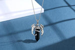 El Regalo Goth Gothic Viking Dragon Crystal Pendant Necklace for Men & Boys | Dragon Wing Necklace | Punk Biker Fantasy Statement Jewelry (Black)