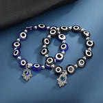 El Regalo Unisex 2PCs Evil Eye Hamsa Bracelets Set | Lucky Evil Eye Designer Protection Bracelets Set in Blue & Black