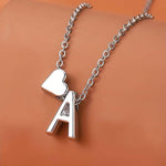 El Regalo Heart A Initial Letter Pendant Necklace- Stainless Steel A Heart Necklace for Girls & Women (Silver)