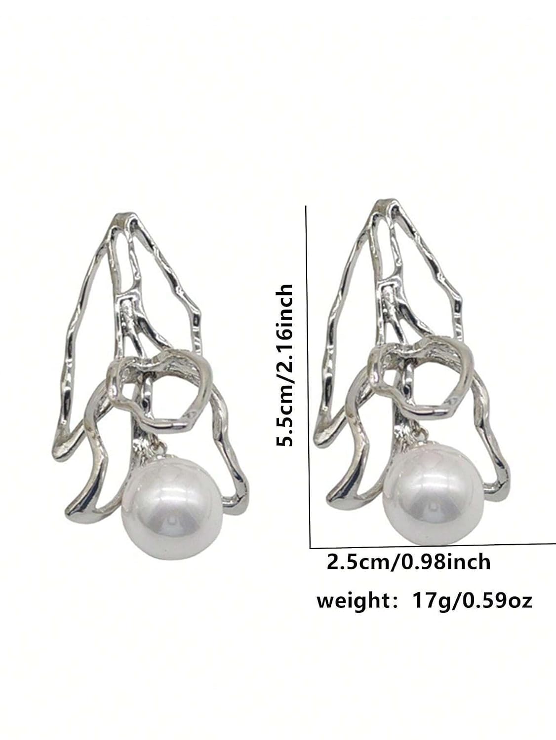 El Regalo Exaggerated Irregular Pearl Statement Earrings- Striking European Design, Lightweight Leaf Pattern Earrings with Dangling Pearls