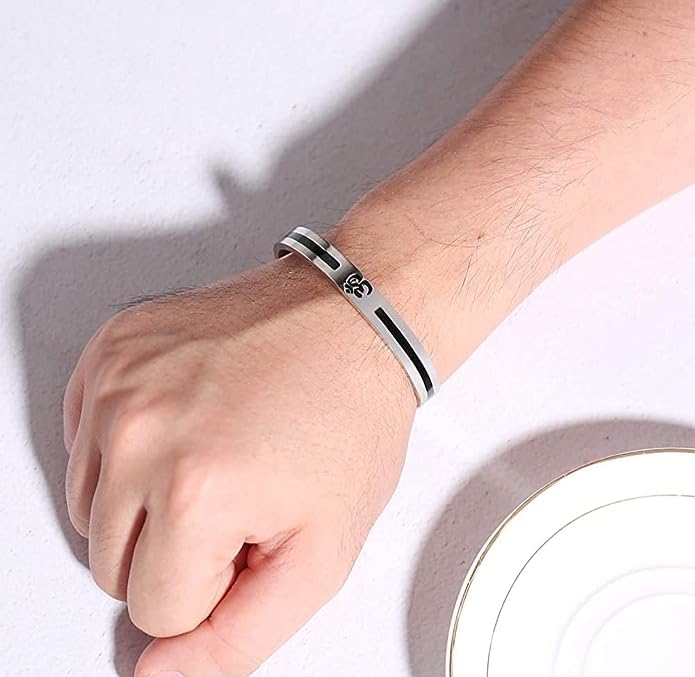 El Regalo 1 PC Stainless Steel Anti Tarnish OM/Aum Bracelet Rakhi for Brother - Designer OM Rakhi with Roli Chawal, Rakhi Message Card in Rakhi Gift Box (Silver OM Rakhi)