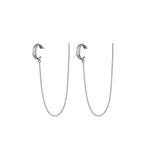 El Regalo Cubic Zirconia Cuff Chain Earrings for Women - Threader Earrings - Criss Cross & Braided Ear Cuff with Long Link Chain - Non-Piercing Cartilage Clip-on Jewelry Gift (Style-3)
