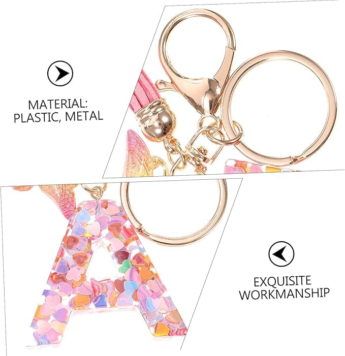 El Regalo Personalized Name Initials Butterfly Charm Keychain - Custom Letter Keyring with Pink Tassel & Butterfly Pendant, Purse, Bag, Backpack Accessory (A Letter)