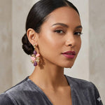 El Regalo Boho Statement Dangle Earrings for Women | Multicolor Resin Stone Drop Earrings | Party, Wedding, Festive & Casual Fashion Jewellery | Light Long Earrings (Red)