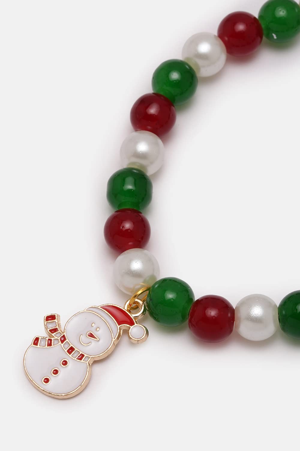 El Regalo 2PCs Christmas Bracelet Set Santa Claus Snowflake Christmas Tree Beaded Stretch Bracelet for Women Girls Stocking Stuffers Holiday Party Favors (Style-2)
