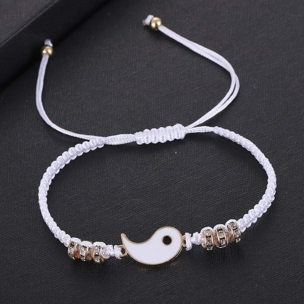 El Regalo "Ying Yang Handmade Macrame Unisex Bracelets Set | Adjustable Bracelet for Best Friends/Couple - Set of 2 (These are NOT Magnetic)