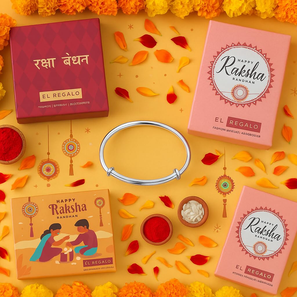 El Regalo Rakhi for Babies/Toddler/Baby Brother- Bracelet Rakhi for Baby Brother with Roli Chanwal, Message Card in Rakshabandhan Box (Style-2)