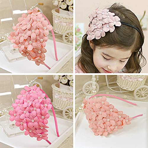 El Regalo Beautiful Bunch Of Flowers Hairband with Pearls, Plastic Headband for Girls Christmas Gift, Pack of 1 - Peach