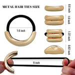 El Regalo 3PCS Gold Hair Ties, Metal Hair Ties for Thick Hair, Elegant Durable Geometric Design, Gold Hair Accessories Stretchy and Non-Damage Ponytail Cuff Holders, 3 Styles in Box