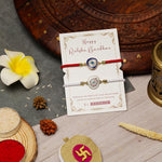 El Regalo Fancy 2PCs Evil Eye Rakhi Set for Brother with Roli Chawal & Rakhi Message Card - Lucky Protection Rakhi to Avoid Negative Energies for Brother/Sister-in-Law/Niece or Nephew (Option-2)