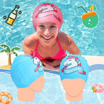 El Regalo 2 PCs Kids Swimming Caps Set- Silicone Swimming Hat for Girls Boys Waterproof Bathing Caps for Long & Short Hair with Unicorn, Astronaut, Heart, Fairy Mermaid (Pink & Blue Unicron)