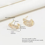 El Regalo Double Row C-Hoop Earrings for Women & Girls | Hypoallergenic Geometric Studs | Cubic Zirconia & Enamel/Shell Inlay | Elegant Daily, Office & Party Earrings Jewellery (White)