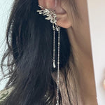 El Regalo Fairy Butterfly Tassel Non Piercing Cuff Earrings - Long Angel Wings Ear Bone Clip Earring for Non Pierced Ears