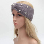 El Regalo Knitted Woolen Pearls Headband, Headwrap, Ear Warmer, Ear Muffs Band, Winter Headbands for Girls, Teens & women (Gray)