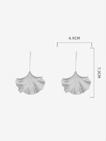 El Regalo Big & Bold Ginkgo Leaf Drop Dangle Earrings - Fashionable Fall Maple Leaf Boho Earrings for Women & Girls, Classy Statement Jewelry (Silver)