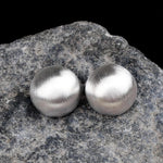 El Regalo Matte Silver Brushed Half-Ball Stud Earrings for Women & Girls | Minimalist Frosted Dome Geometric Earrings | Hypoallergenic Jewelry Gift
