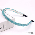 El Regalo 2PCs Braided Crystal Beads Hair Bands for Kids/Girls/Teens/Women | Party Bridal Headpieces | Crystal Headband Fine Glitter Crystal Hairband Headband (Pink & Blue)