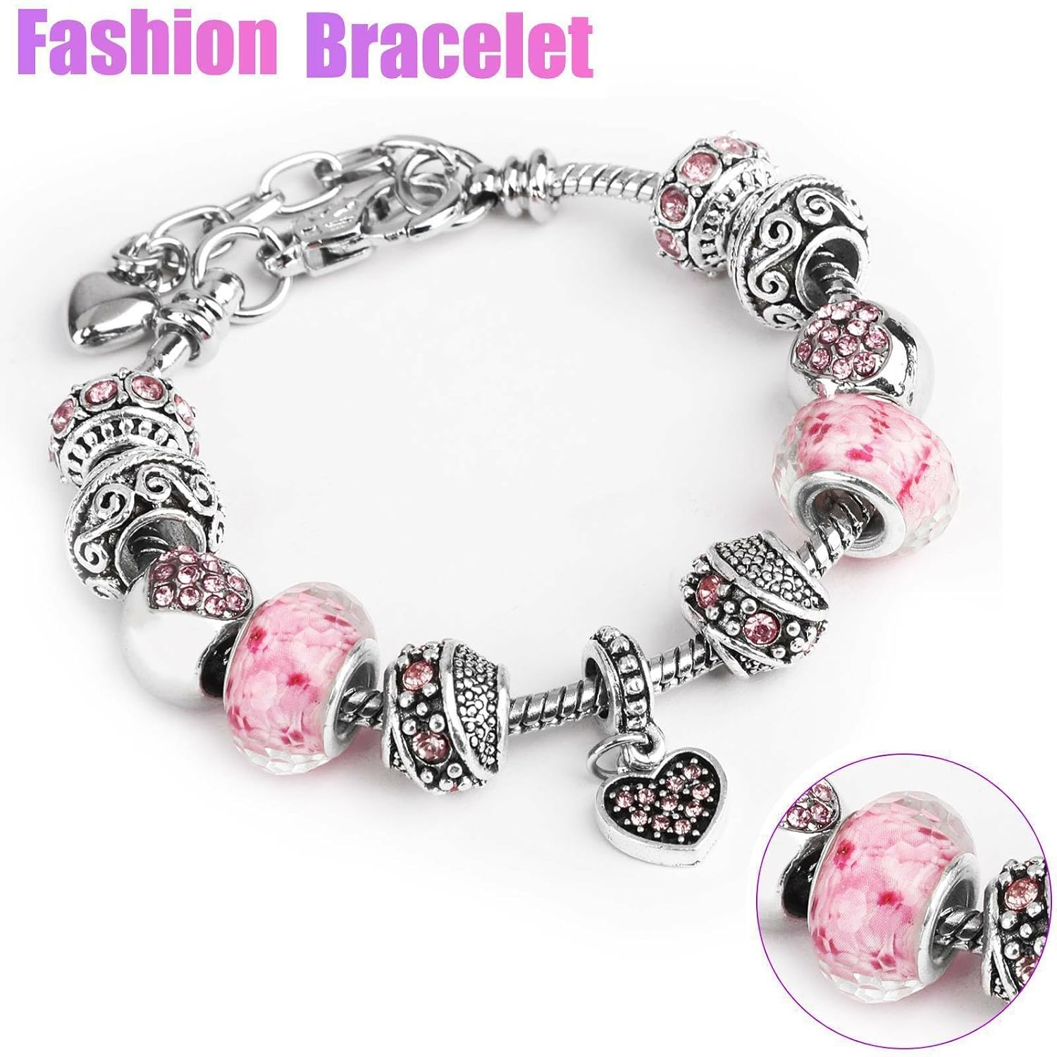 El Regalo Crystal Diamonds Heart & Beads Bracelet - Elegant, Delicate Gift for Women & Girls | Unique Beaded Design & Fine Craftsmanship
