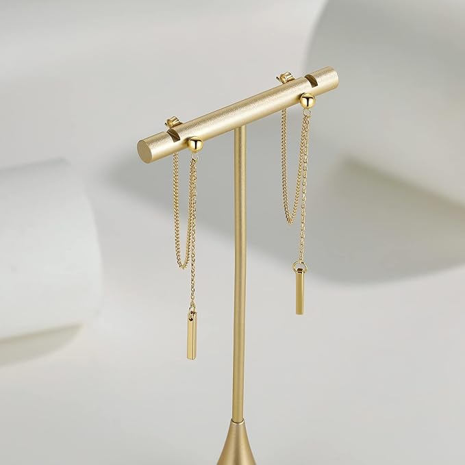 El Regalo Unique Chain Tassel Earrings for Women/Girls- Stainless Steel Dainty Bar Drop Dangle Earrings- Anti Tarnish Long Threader Earring