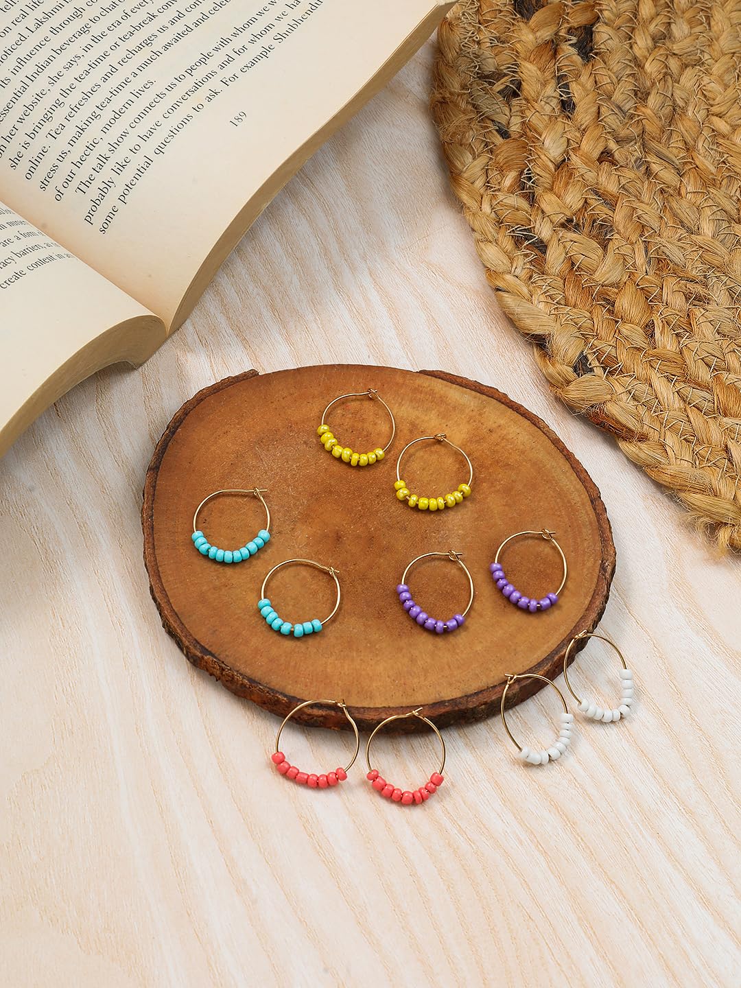 El Regalo 10 Pairs Earrings Combo Set- Colorful Flower Hoops and Hooks Earrings Set for Girls & Women (Style-1)