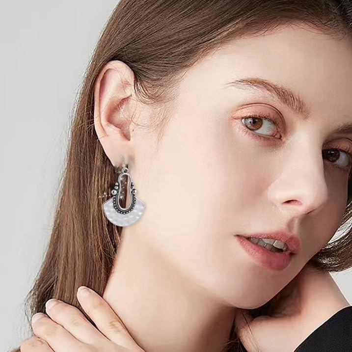 El Regalo Bohemian Oxidised Silver Earrings for Women | Vintage Tribal Hoop & Geometric Drop Earrings | Boho Statement Dangle Earrings for Girls | Indo Western Fashion Jewellery (Style-1)