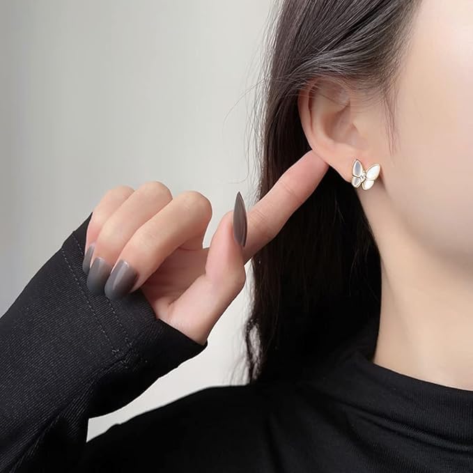 El Regalo Cute Butterfly Stud Earrings for Girls & Women - Delicate Crystal Butterfly Earrings