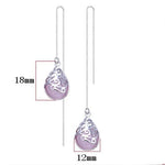 El Regalo Modern Opal Cat's Eye Drop Threader Earrings for Girls & Women - Perfect Valentines Day Gift for Her (Pink Threader)