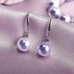 El Regalo Elegant 3-Piece Pearls Jewelry Set Includes Strand Mala, Stunning Bracelet & Dangle Earrings | Premium 8mm Round Shell Pearl Necklace Set for Women | Luxury Party Gifting (Purple)