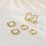 El Regalo 3 Pairs Dainty 14K Gold Plated Huggie Hoop Earrings - Small CZ Hoop Earrings Set for Women & Girls, Cartilage & Tragus Earrings (Style-2)